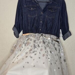 (Girls) Lilt Denim and Starry Tulle Dress